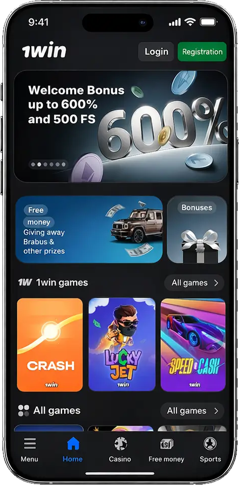 1win Bangladesh iOS app installation screen showing a welcome bonus offer and instructions to start adding the official casino app to the iPhone home screen